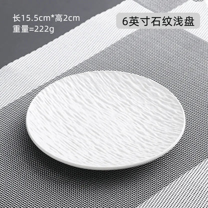 Black dish ceramic plate disc white Western restaurant tableware Barbecue grilled meat serving plate Ceramic frosted steak plate