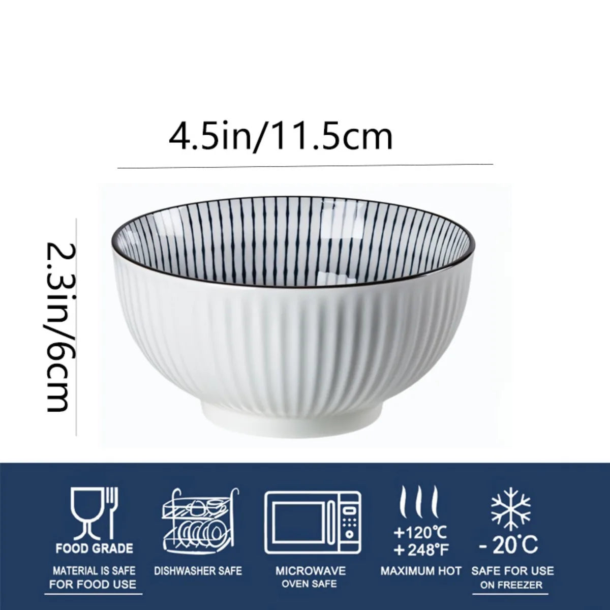 Multi-Functional Cereal Bowl Set - 4pcs 11.43cm Japanese Ceramic Bowls, Perfect for Various Foods