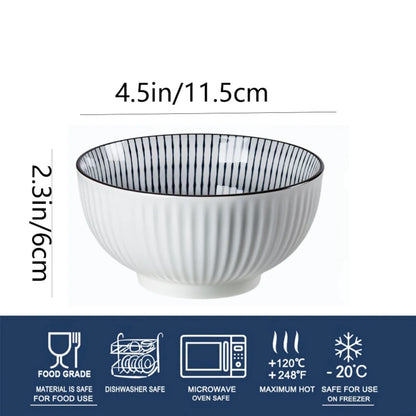 Multi-Functional Cereal Bowl Set - 4pcs 11.43cm Japanese Ceramic Bowls, Perfect for Various Foods