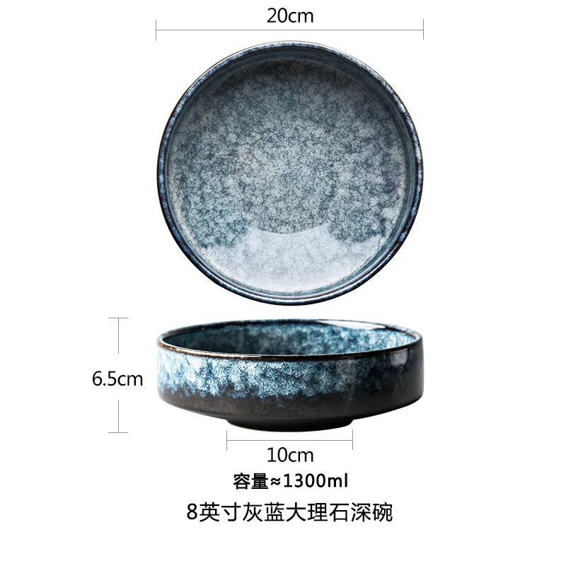 4.5/6/8 Inch Creative Ceramic Threaded Round Bowl Household Japanese Soup Bowls Nordic Handpainted Salad Plate Kitchen Tableware
