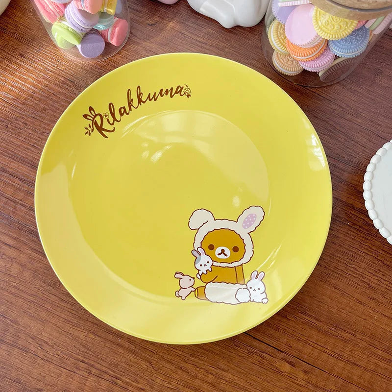 Rilakkuma Kawaii Relaxed Bear Ceramic Plate Cake Plate Breakfast Inventory Heart Steak Plate Home Holiday Gift