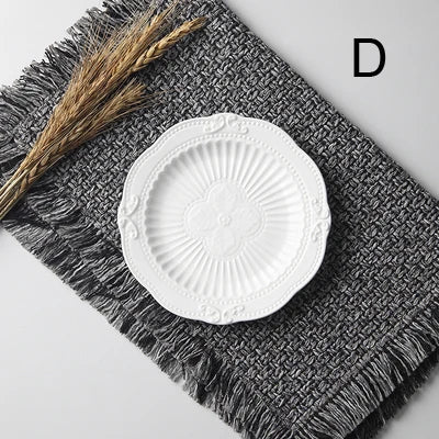 6inch, white embossed porcelain serving dish, ceramic kitchen plates, wedding plates for decoration, party buffet fruit plate
