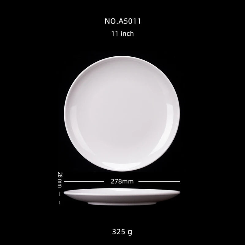 Hotel Round Melamine Plates 8-14 inch Dinner Sets Imitation Porcelain White Dishes Serving Tray Beautiful Tableware Western Food