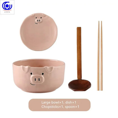 Cute dish set ceramic Japanese cartoon tableware household creative personality