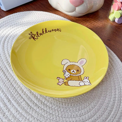 Rilakkuma Kawaii Relaxed Bear Ceramic Plate Cake Plate Breakfast Inventory Heart Steak Plate Home Holiday Gift