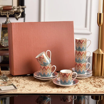 Luxury Home Coffee Set Complete with Espresso Cups Saucers Tea Mugs Plates Bowls Dessert Dishes Tableware Ceramic Cup