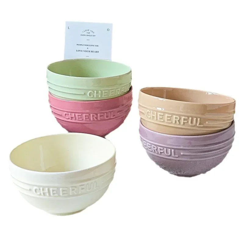 1/2/4 PCS Ceramic Rice Bowl Household Creative Dessert Pudding Baking Bowl Noodle Soup Bowl Kitchen 4.5inch Tableware