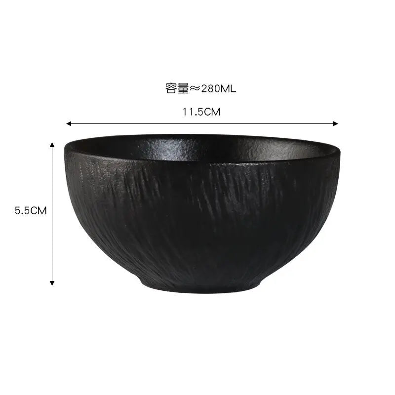 Rock Patterned Frosted Ceramic Tableware, Soup Bowls, Dessert Plates, Household Rice Bowls, Solid Color Threaded Salad Bowls