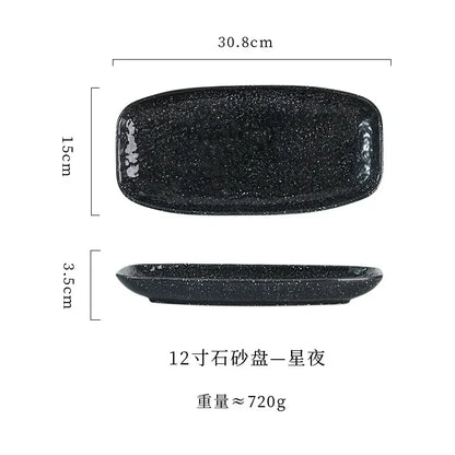 Ceramic sushi plate, barbecue  fish plate, Japanese-style rectangular large flat , commercial hotel tableware