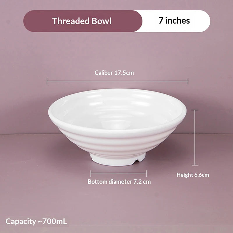 ♥Large Ribbed White Noodle Bowl - Durable Porcelain Bowl for Soup, Ramen & Hot Meals (Home & Restaurant Use)