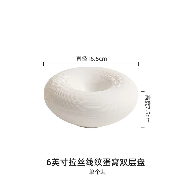 Ceramic Lined Plates for Home Use, Creative Double-layer Insulated Plates, White Thick Soup Plates, Commercial Circular Plates