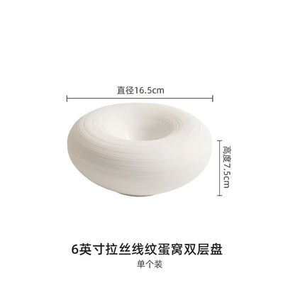 Ceramic Lined Plates for Home Use, Creative Double-layer Insulated Plates, White Thick Soup Plates, Commercial Circular Plates