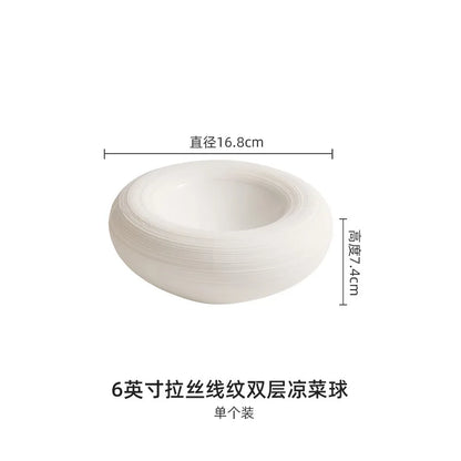 Ceramic Lined Plates for Home Use, Creative Double-layer Insulated Plates, White Thick Soup Plates, Commercial Circular Plates