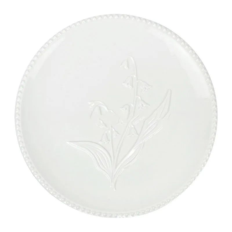 European Ceramic Plate Manual Floral Relief Decorative Breakfast Bread Plates Afternoon Tea Dessert Organizer Kitchen Tableware