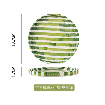 European Striped Ceramic Coffee Cup Saucer Modern Breakfast Dessert Plate Tea Cup Decorative Art Striped Coffee Cup 200 Ml Decor
