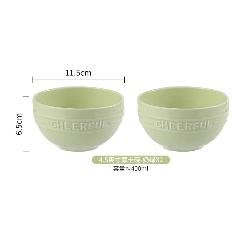 1/2/4 PCS Ceramic Rice Bowl Household Creative Dessert Pudding Baking Bowl Noodle Soup Bowl Kitchen 4.5inch Tableware