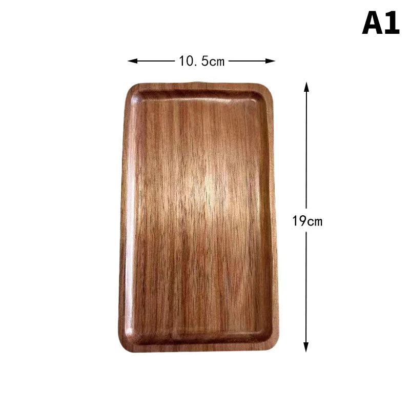 Solid Wood Serving Tray Oval Tea Tray Decorative Wood Plate Fruit Tray Vegetable Platter Home Bread Dessert Cake Plate Tableware