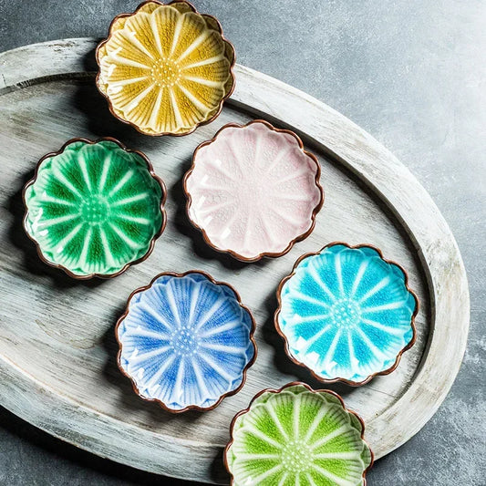 Japanese Ceramic Plate Home Desktop Snack Plates Retro Kiln Glaze Barbecue Mini Dipping Dish Sashimi Sushi Soy Sauce Dishes New