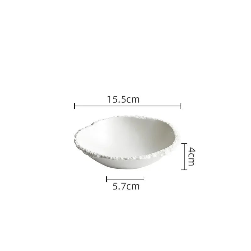 Simple White Ceramic Soup Bowl Kitchen Restaurant Special Tableware Creative Rock Texture Salad Noodles Bowls Dinner Plate Tools
