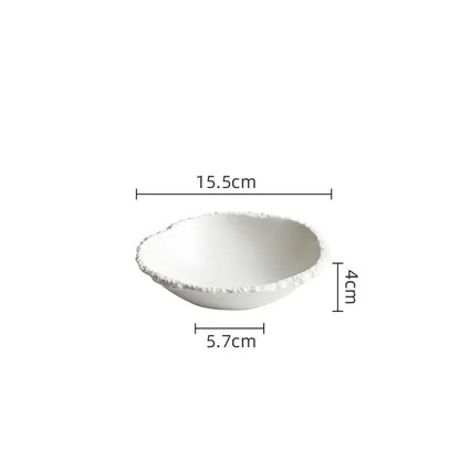 Simple White Ceramic Soup Bowl Kitchen Restaurant Special Tableware Creative Rock Texture Salad Noodles Bowls Dinner Plate Tools