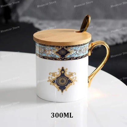 British Style Luxury Bone China Coffee Cup Coffee Cup and Saucer Set Baroque Ceramic Plate Retro Afternoon Tea Cup Set Best Gift