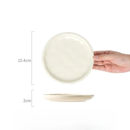 High Aesthetic Small Plates Household Ceramic Bone Spitting Plates Hand Kneaded Atmosphere Dessert Plates