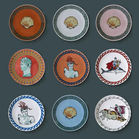 Ceramic Decor Plate Italian Poseidon Journey Plate Home Living Room Bedroom Background Wall Hanging Ornaments