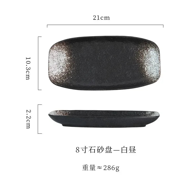 Ceramic sushi plate, barbecue  fish plate, Japanese-style rectangular large flat , commercial hotel tableware