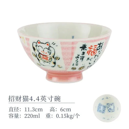 Cartoon Ceramic Japanese Bowl, Cute Seasoning Kitchen Tableware,Soup Rice Bowls, Instant Noodle Bowls, Underglaze Colored Plates
