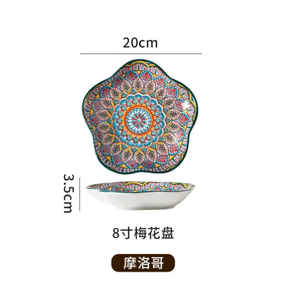 Ceramic Plates Vegetable Fruit Salad Good-looking Plate Breakfast Plates Exquisite Plum blossom Dinner Plate Western Pasta Plate