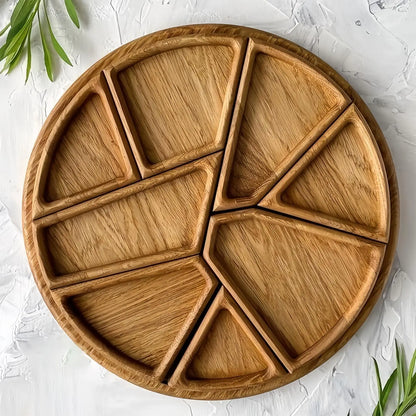 Serving Trays for Party Divided Puzzle Serving Tray for Food Wooden Platter Charcuterie Board for Vegetable Fruit Dessert Snack