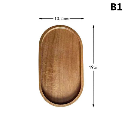 Solid Wood Serving Tray Oval Tea Tray Decorative Wood Plate Fruit Tray Vegetable Platter Home Bread Dessert Cake Plate Tableware