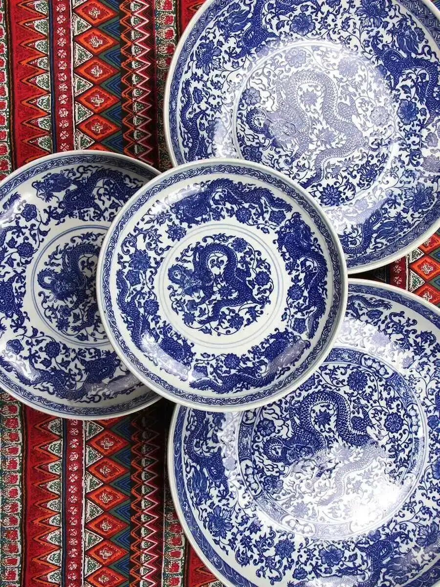 Ceramic Dragon Pattern Super Large Plate Chicken Chop Pepper Fish Head Spaghetti Roast Turkey Roast Goose Dinner Plate