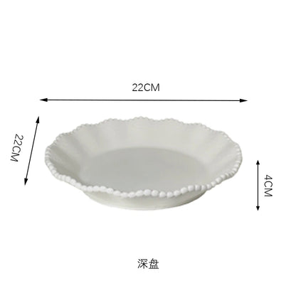 Ceramic Pearl Plates & Bowls Set - Practical Breakfast Tableware, Perfect for Modern Home Dining & Daily Use