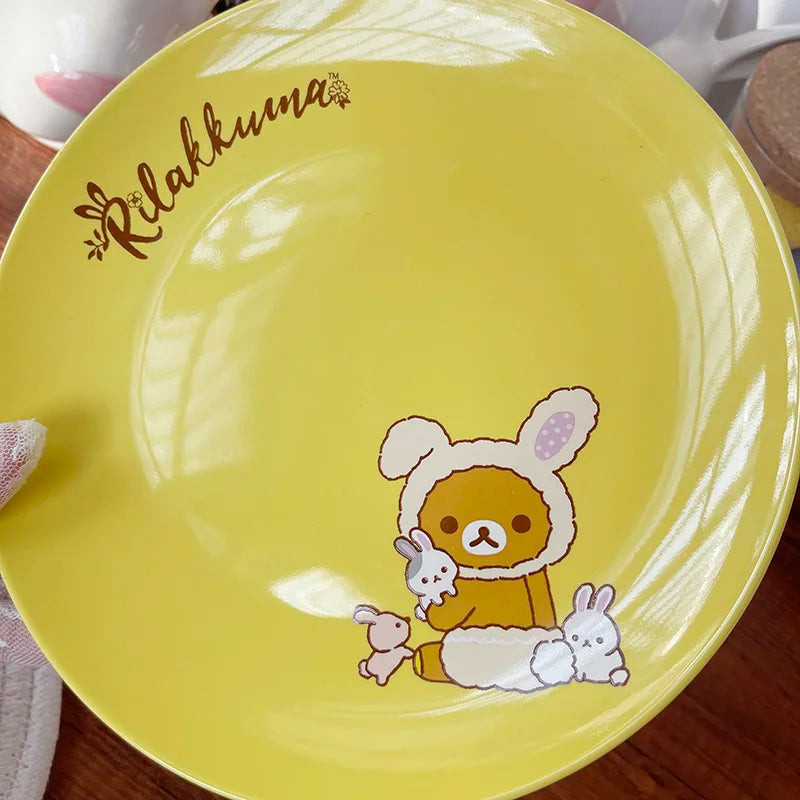 Rilakkuma Kawaii Relaxed Bear Ceramic Plate Cake Plate Breakfast Inventory Heart Steak Plate Home Holiday Gift
