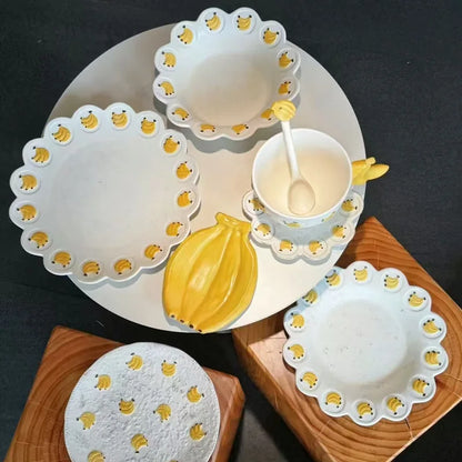 Pet ceramic tableware household rice bowl soup bowl salad plate