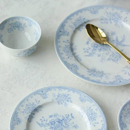 Painted Peony Underglaze Ceramic Dinner Plate English Pastoral Ceramic Steak Pasta Plate Western Tableware Afternoon Tea Dishes