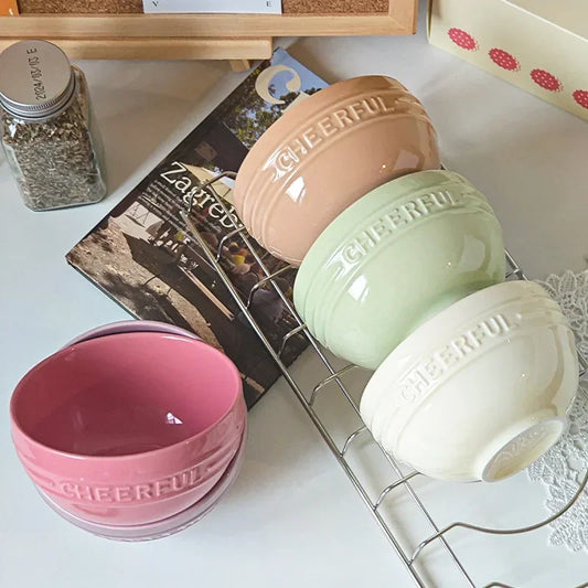 1/2/4 PCS Ceramic Rice Bowl Household Creative Dessert Pudding Baking Bowl Noodle Soup Bowl Kitchen 4.5inch Tableware