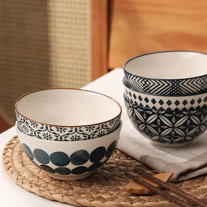 Ceramic rice bowl family dinner soup good-looking set gift box rice bowl creative retro small bowl
