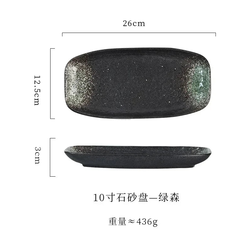 Ceramic sushi plate, barbecue  fish plate, Japanese-style rectangular large flat , commercial hotel tableware