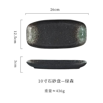 Ceramic sushi plate, barbecue  fish plate, Japanese-style rectangular large flat , commercial hotel tableware