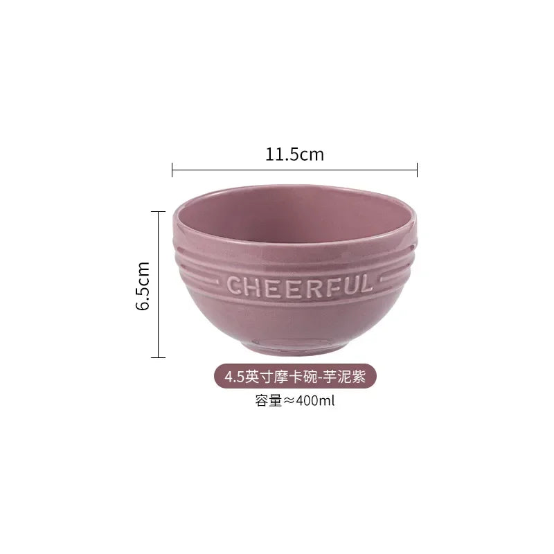 1/2/4 PCS Ceramic Rice Bowl Household Creative Dessert Pudding Baking Bowl Noodle Soup Bowl Kitchen 4.5inch Tableware