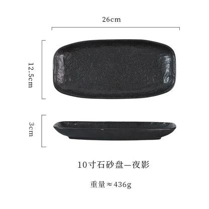 Ceramic sushi plate, barbecue  fish plate, Japanese-style rectangular large flat , commercial hotel tableware