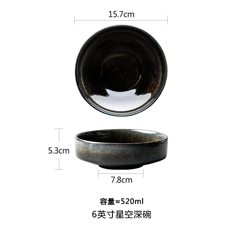 4.5/6/8 Inch Creative Ceramic Threaded Round Bowl Household Japanese Soup Bowls Nordic Handpainted Salad Plate Kitchen Tableware