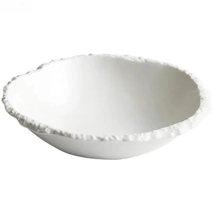 Simple White Ceramic Soup Bowl Kitchen Restaurant Special Tableware Creative Rock Texture Salad Noodles Bowls Dinner Plate Tools