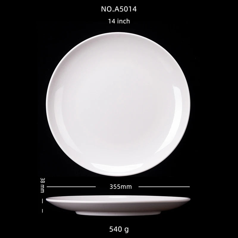 Hotel Round Melamine Plates 8-14 inch Dinner Sets Imitation Porcelain White Dishes Serving Tray Beautiful Tableware Western Food