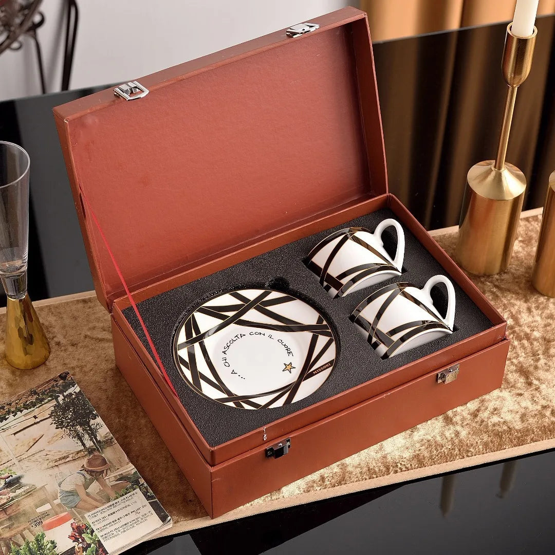 Luxury Home Coffee Set Complete with Espresso Cups Saucers Tea Mugs Plates Bowls Dessert Dishes Tableware Ceramic Cup