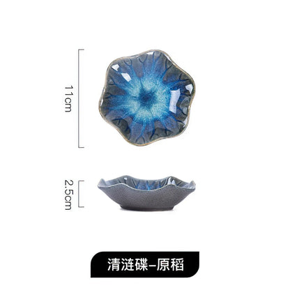 Ceramic Taste Dish Flower Shape Porcelain Nut Saucer Small Plate Mini Soy Sauce Seasoning Tableware Household Kitchen Supplies