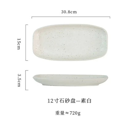 Ceramic sushi plate, barbecue  fish plate, Japanese-style rectangular large flat , commercial hotel tableware