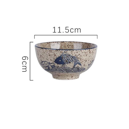 4.5-inch Ceramic Household Rice Bowl Japanese Retro Restaurant Home Tableware Eating Dishes Soup Bowl